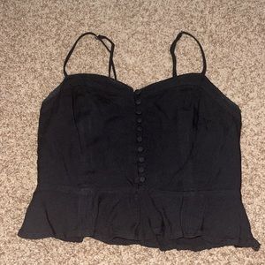 Black Button Crop Top